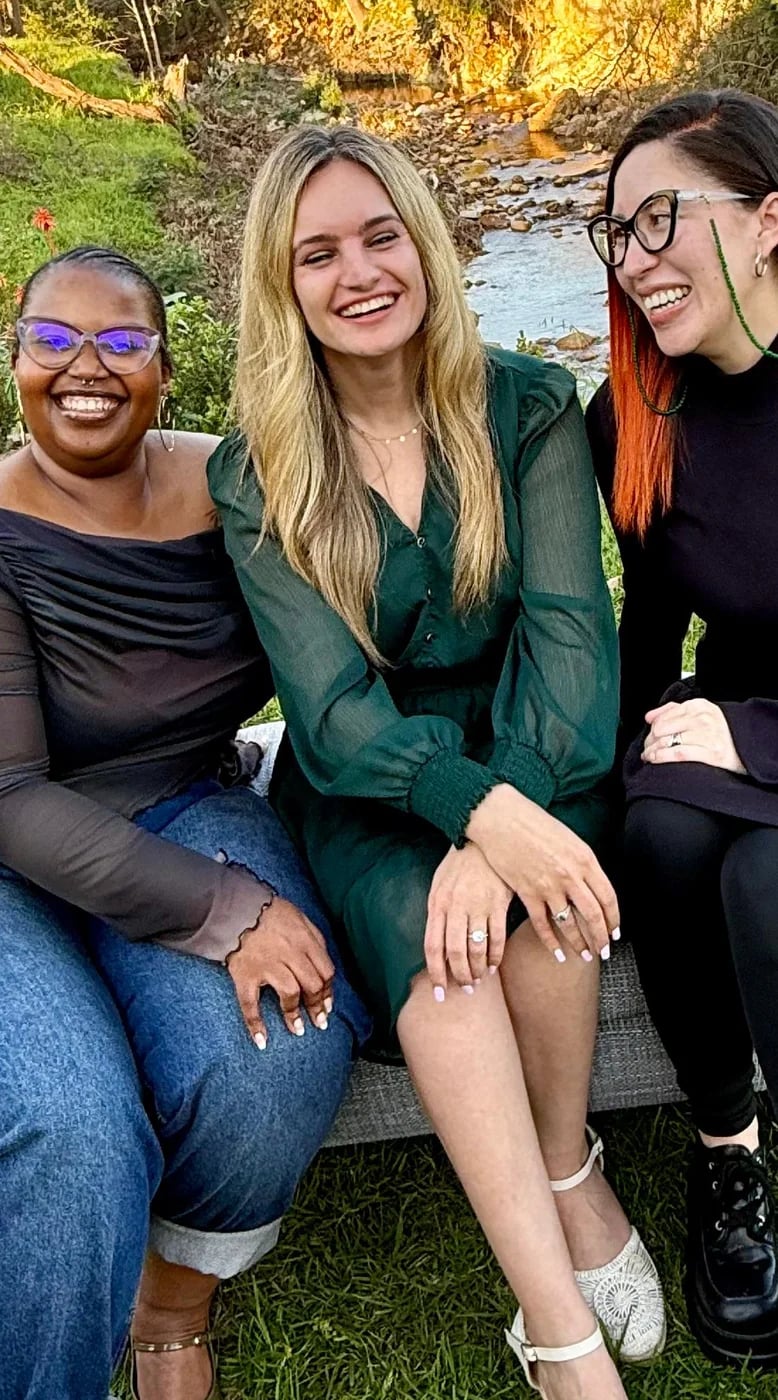 Sihle Dlakavu, Michelle Smit and Kryska Marquard laughing together.